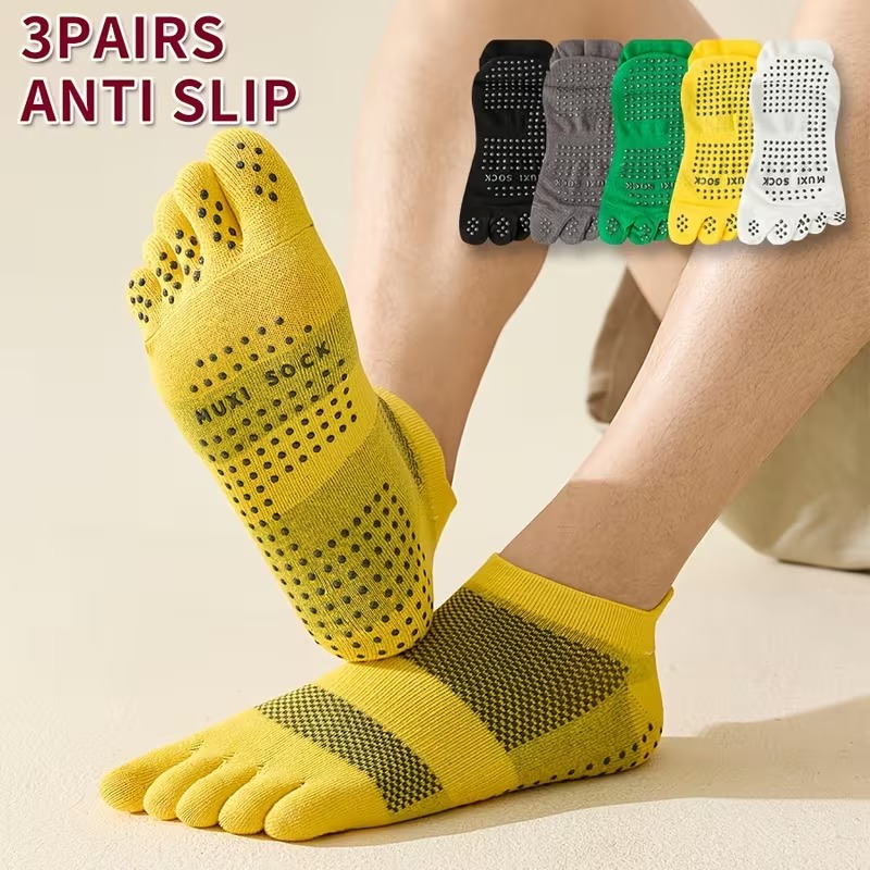 Grip Sock Yoga - Calzini a 3 dita da uomo,
